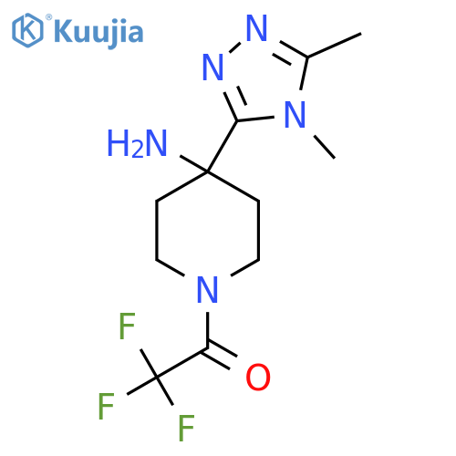 1-4-amino-4-(dimethyl-4H-1,2,4-triazol-3-yl)piperidin-1-yl-2,2,2-trifluoroethan-1-one structure
