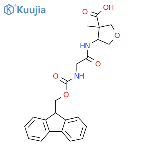4-2-({(9H-fluoren-9-yl)methoxycarbonyl}amino)acetamido-3-methyloxolane-3-carboxylic acid structure