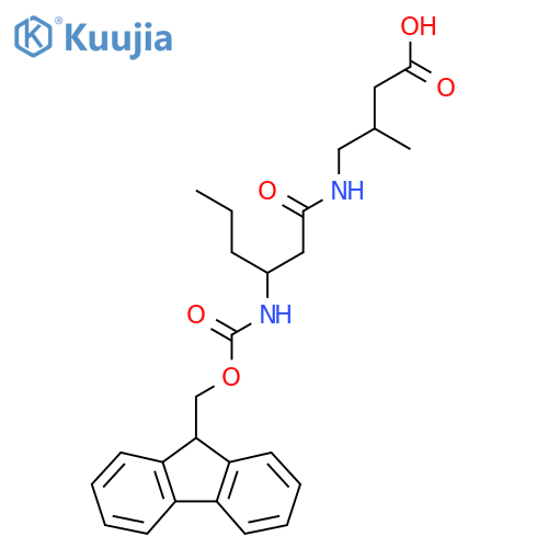 4-3-({(9H-fluoren-9-yl)methoxycarbonyl}amino)hexanamido-3-methylbutanoic acid structure