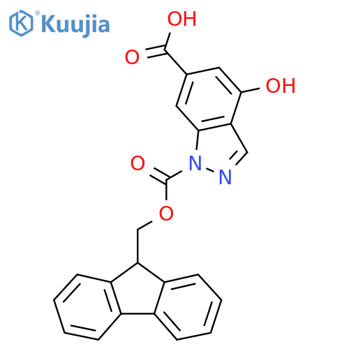 1-(9H-fluoren-9-ylmethoxy)carbonyl-4-hydroxy-1H-indazole-6-carboxylic acid structure