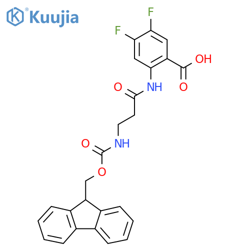 2-3-({(9H-fluoren-9-yl)methoxycarbonyl}amino)propanamido-4,5-difluorobenzoic acid structure