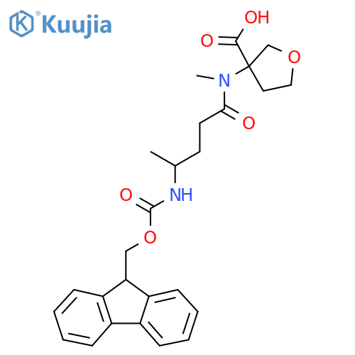 3-4-({(9H-fluoren-9-yl)methoxycarbonyl}amino)-N-methylpentanamidooxolane-3-carboxylic acid structure