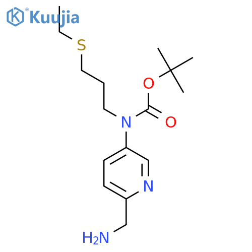 tert-butyl N-6-(aminomethyl)pyridin-3-yl-N-3-(ethylsulfanyl)propylcarbamate structure