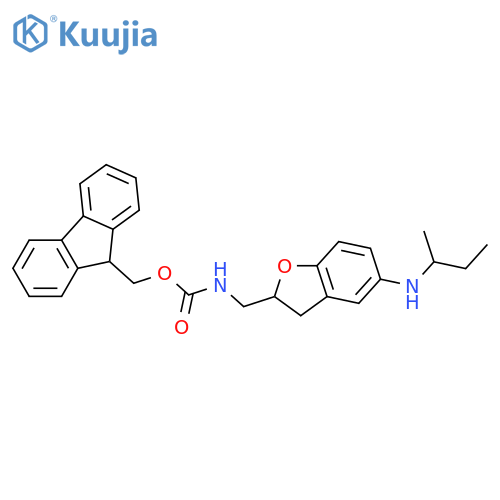 9H-fluoren-9-ylmethyl N-({5-(butan-2-yl)amino-2,3-dihydro-1-benzofuran-2-yl}methyl)carbamate structure