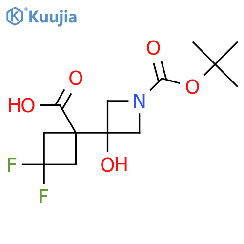 1-{1-(tert-butoxy)carbonyl-3-hydroxyazetidin-3-yl}-3,3-difluorocyclobutane-1-carboxylic acid structure