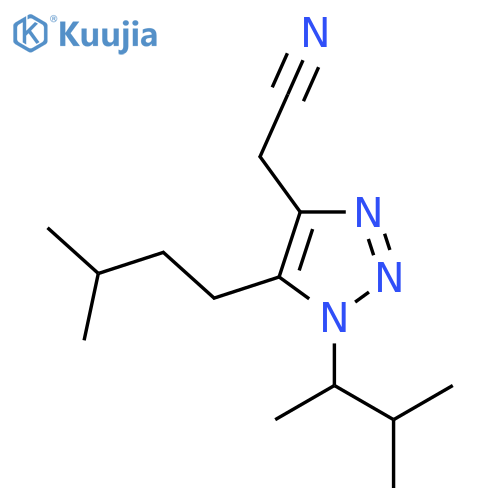 2-1-(3-methylbutan-2-yl)-5-(3-methylbutyl)-1H-1,2,3-triazol-4-ylacetonitrile structure