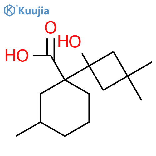 1-(1-hydroxy-3,3-dimethylcyclobutyl)-3-methylcyclohexane-1-carboxylic acid structure