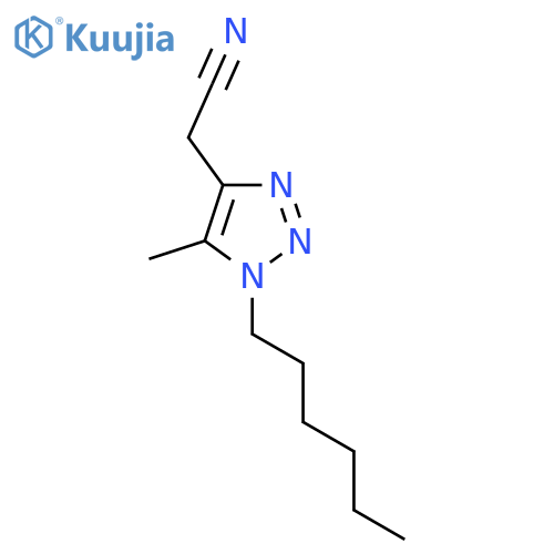 2-(1-hexyl-5-methyl-1H-1,2,3-triazol-4-yl)acetonitrile structure