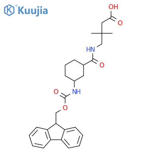 4-{3-({(9H-fluoren-9-yl)methoxycarbonyl}amino)cyclohexylformamido}-3,3-dimethylbutanoic acid structure