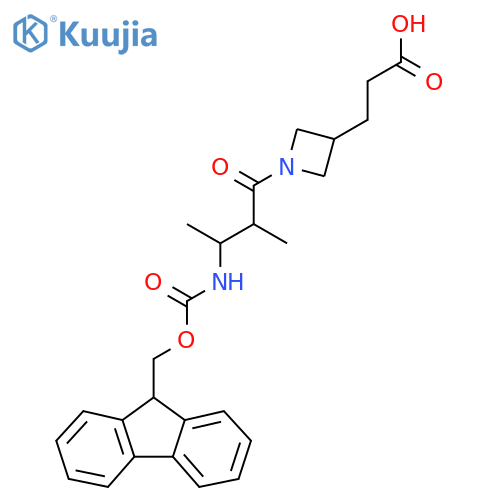 3-{1-3-({(9H-fluoren-9-yl)methoxycarbonyl}amino)-2-methylbutanoylazetidin-3-yl}propanoic acid structure
