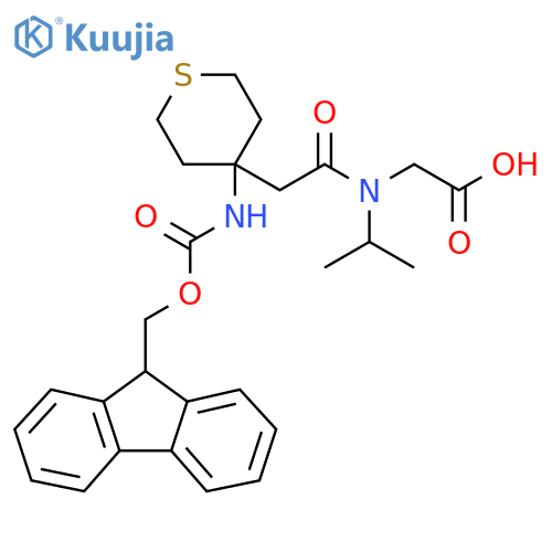2-{2-4-({(9H-fluoren-9-yl)methoxycarbonyl}amino)thian-4-yl-N-(propan-2-yl)acetamido}acetic acid structure