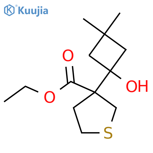 Ethyl 3-(1-hydroxy-3,3-dimethylcyclobutyl)thiolane-3-carboxylate structure