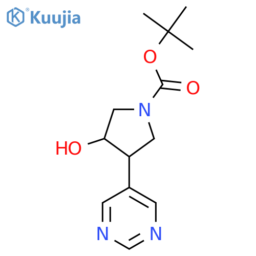 tert-butyl 3-hydroxy-4-(pyrimidin-5-yl)pyrrolidine-1-carboxylate structure