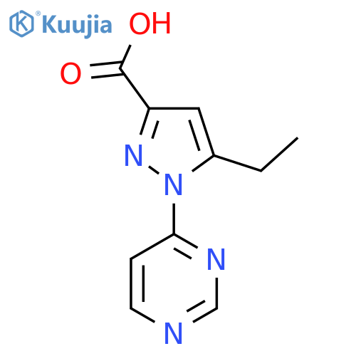 5-ethyl-1-(pyrimidin-4-yl)-1H-pyrazole-3-carboxylic acid structure