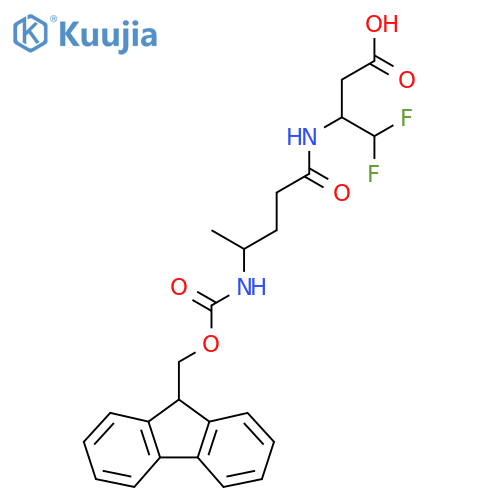 3-4-({(9H-fluoren-9-yl)methoxycarbonyl}amino)pentanamido-4,4-difluorobutanoic acid structure