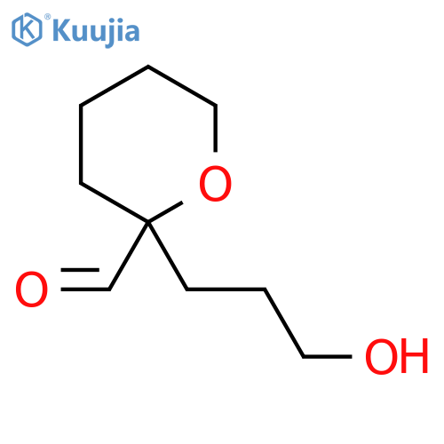 2-(3-hydroxypropyl)oxane-2-carbaldehyde structure