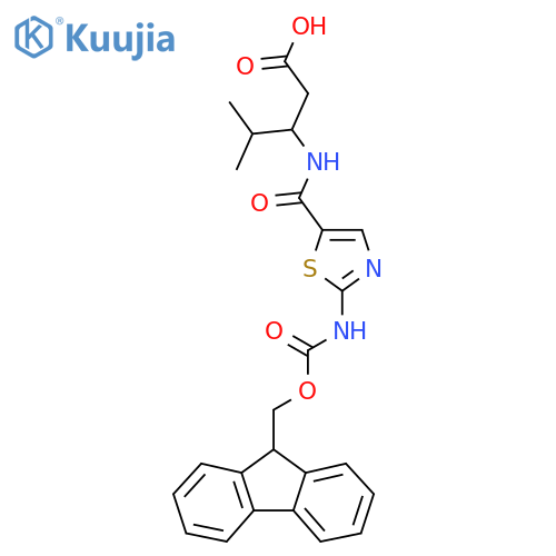 3-{2-({(9H-fluoren-9-yl)methoxycarbonyl}amino)-1,3-thiazol-5-ylformamido}-4-methylpentanoic acid structure