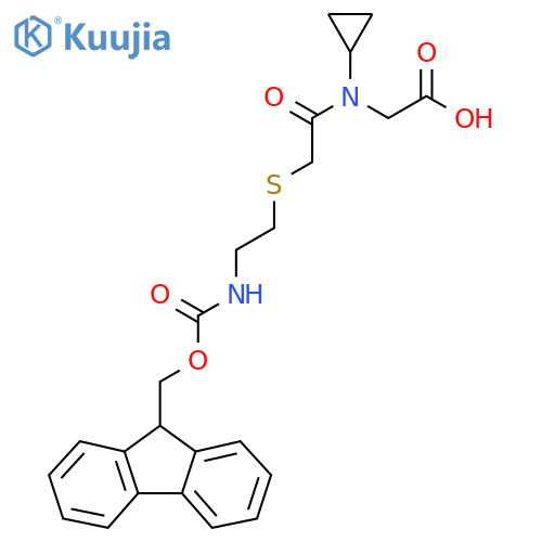 2-(N-cyclopropyl-2-{2-({(9H-fluoren-9-yl)methoxycarbonyl}amino)ethylsulfanyl}acetamido)acetic acid structure