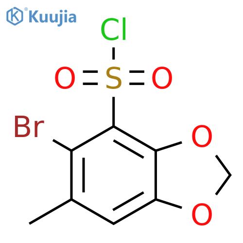 5-bromo-6-methyl-1,3-dioxaindane-4-sulfonyl chloride structure