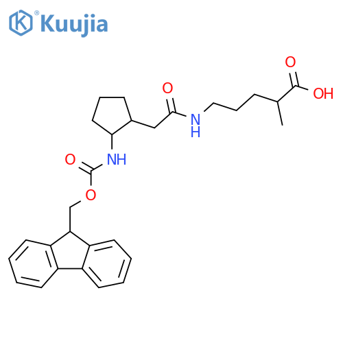 5-{2-2-({(9H-fluoren-9-yl)methoxycarbonyl}amino)cyclopentylacetamido}-2-methylpentanoic acid structure