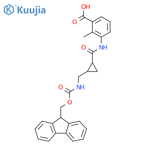 3-{2-({(9H-fluoren-9-yl)methoxycarbonyl}amino)methylcyclopropaneamido}-2-methylbenzoic acid structure