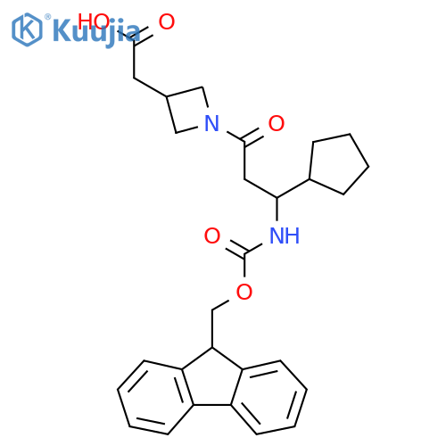 2-{1-3-cyclopentyl-3-({(9H-fluoren-9-yl)methoxycarbonyl}amino)propanoylazetidin-3-yl}acetic acid structure