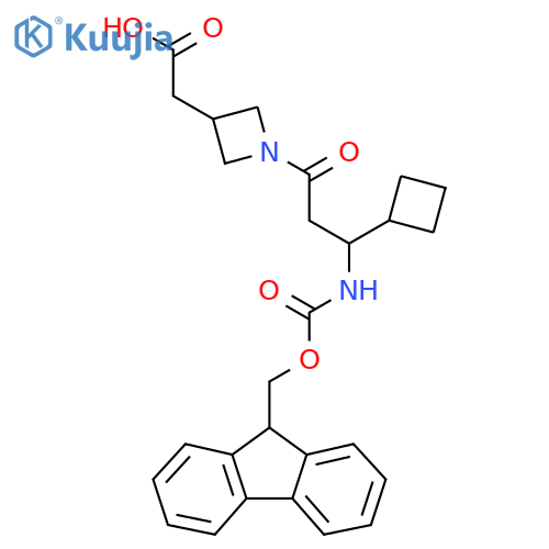 2-{1-3-cyclobutyl-3-({(9H-fluoren-9-yl)methoxycarbonyl}amino)propanoylazetidin-3-yl}acetic acid structure