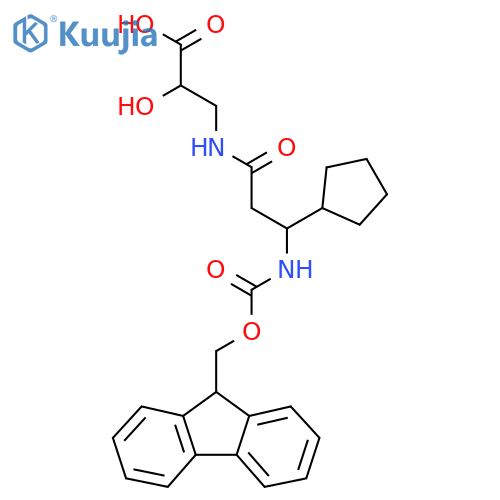 3-3-cyclopentyl-3-({(9H-fluoren-9-yl)methoxycarbonyl}amino)propanamido-2-hydroxypropanoic acid structure