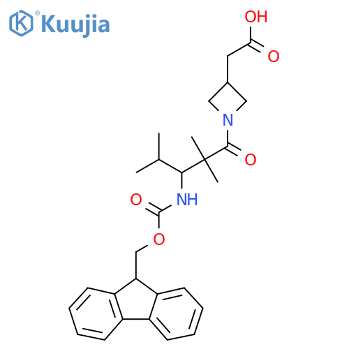 2-{1-3-({(9H-fluoren-9-yl)methoxycarbonyl}amino)-2,2,4-trimethylpentanoylazetidin-3-yl}acetic acid structure