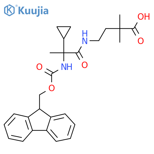 4-2-cyclopropyl-2-({(9H-fluoren-9-yl)methoxycarbonyl}amino)propanamido-2,2-dimethylbutanoic acid structure