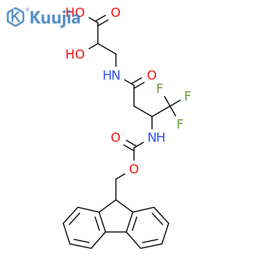 3-3-({(9H-fluoren-9-yl)methoxycarbonyl}amino)-4,4,4-trifluorobutanamido-2-hydroxypropanoic acid structure