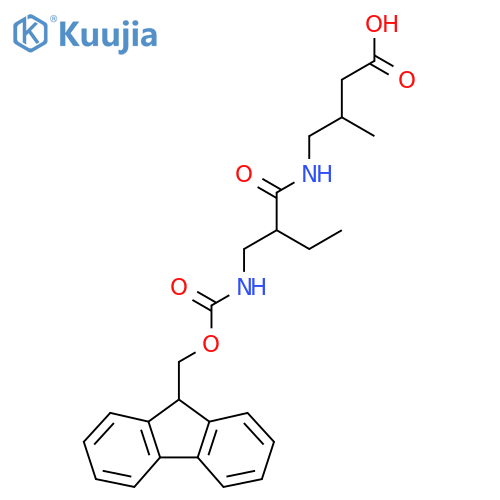 4-{2-({(9H-fluoren-9-yl)methoxycarbonyl}amino)methylbutanamido}-3-methylbutanoic acid structure