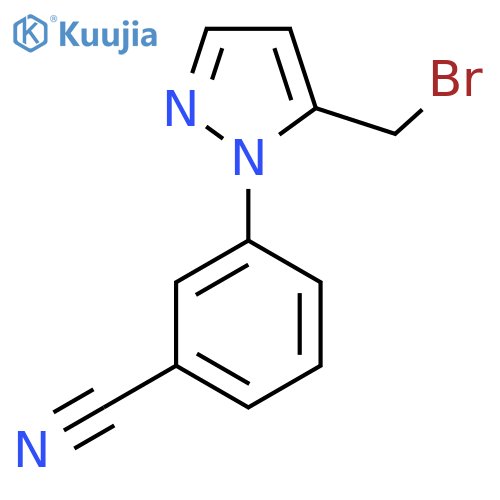 3-5-(bromomethyl)-1H-pyrazol-1-ylbenzonitrile structure