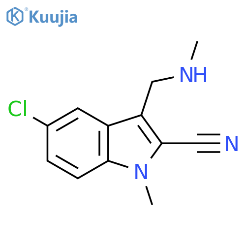 5-chloro-1-methyl-3-(methylamino)methyl-1H-indole-2-carbonitrile structure