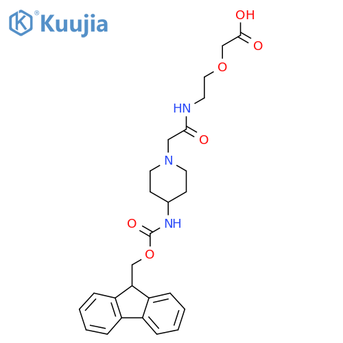 2-(2-{2-4-({(9H-fluoren-9-yl)methoxycarbonyl}amino)piperidin-1-ylacetamido}ethoxy)acetic acid structure