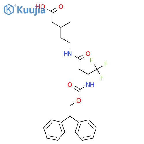 5-3-({(9H-fluoren-9-yl)methoxycarbonyl}amino)-4,4,4-trifluorobutanamido-3-methylpentanoic acid structure