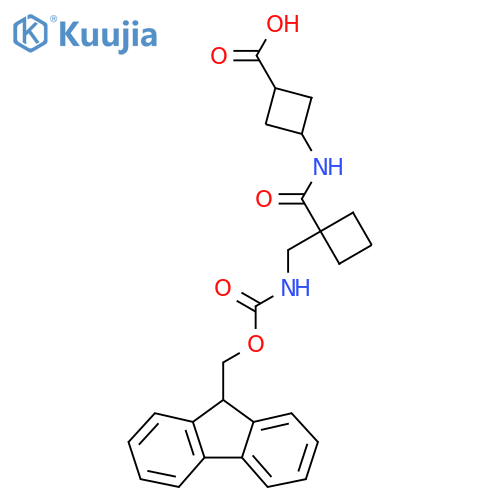 3-{1-({(9H-fluoren-9-yl)methoxycarbonyl}amino)methylcyclobutaneamido}cyclobutane-1-carboxylic acid structure