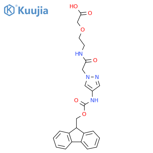 2-(2-{2-4-({(9H-fluoren-9-yl)methoxycarbonyl}amino)-1H-pyrazol-1-ylacetamido}ethoxy)acetic acid structure