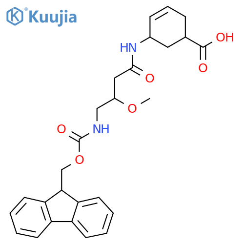 5-4-({(9H-fluoren-9-yl)methoxycarbonyl}amino)-3-methoxybutanamidocyclohex-3-ene-1-carboxylic acid structure