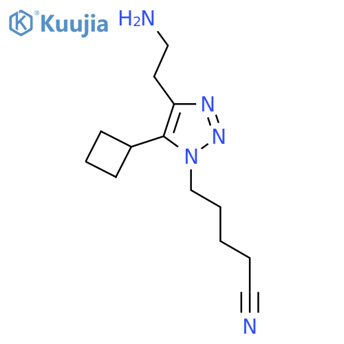 5-4-(2-aminoethyl)-5-cyclobutyl-1H-1,2,3-triazol-1-ylpentanenitrile structure