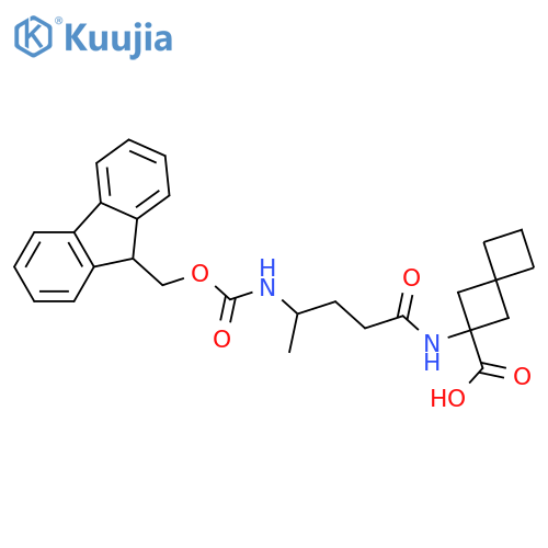 2-4-({(9H-fluoren-9-yl)methoxycarbonyl}amino)pentanamidospiro3.3heptane-2-carboxylic acid structure