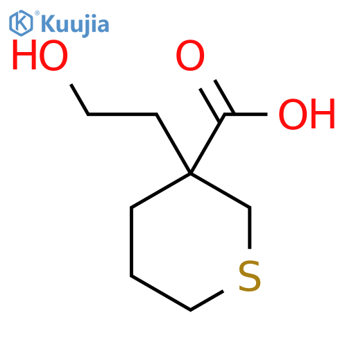 3-(2-hydroxyethyl)thiane-3-carboxylic acid structure