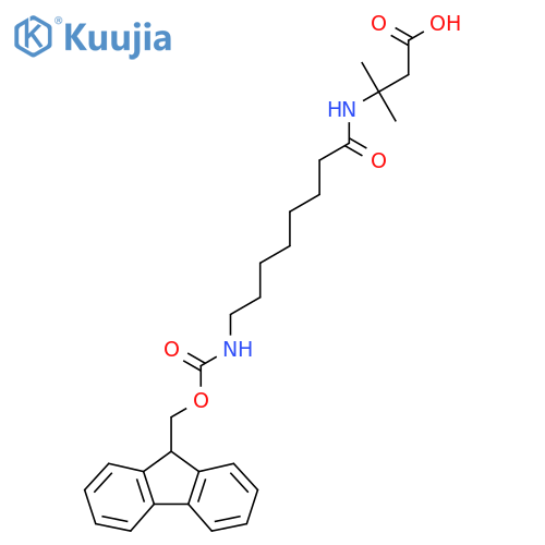 3-8-({(9H-fluoren-9-yl)methoxycarbonyl}amino)octanamido-3-methylbutanoic acid structure