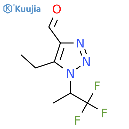 5-ethyl-1-(1,1,1-trifluoropropan-2-yl)-1H-1,2,3-triazole-4-carbaldehyde structure