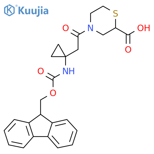 4-{2-1-({(9H-fluoren-9-yl)methoxycarbonyl}amino)cyclopropylacetyl}thiomorpholine-2-carboxylic acid structure