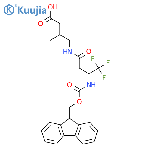 4-3-({(9H-fluoren-9-yl)methoxycarbonyl}amino)-4,4,4-trifluorobutanamido-3-methylbutanoic acid structure