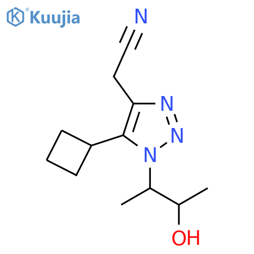 2-5-cyclobutyl-1-(3-hydroxybutan-2-yl)-1H-1,2,3-triazol-4-ylacetonitrile structure