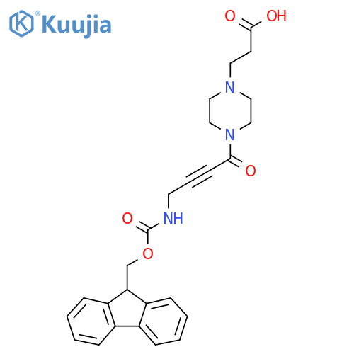 3-{4-4-({(9H-fluoren-9-yl)methoxycarbonyl}amino)but-2-ynoylpiperazin-1-yl}propanoic acid structure