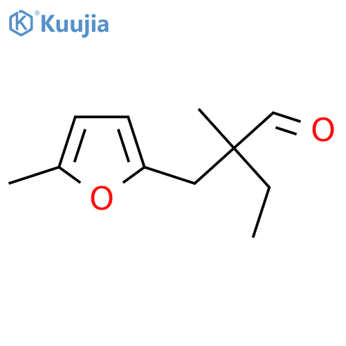 2-methyl-2-(5-methylfuran-2-yl)methylbutanal structure