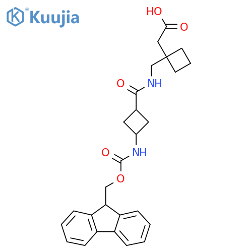 2-1-({3-({(9H-fluoren-9-yl)methoxycarbonyl}amino)cyclobutylformamido}methyl)cyclobutylacetic acid structure